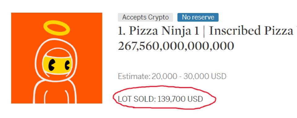 Pizza Ninja #1 sells at Sotheby's for 2.23 BTC